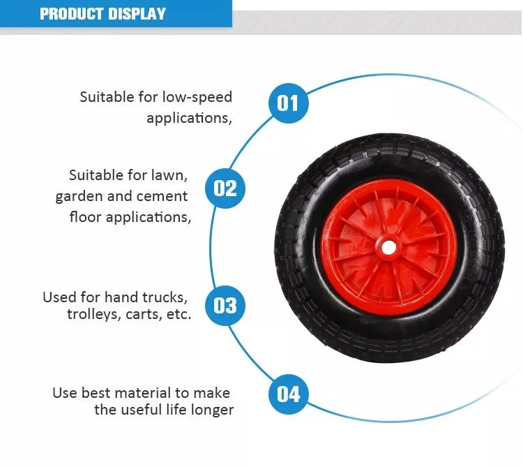 3.00-8 Foam Wheel Barrow Wheels with Plastic Spoke Rim for Wheelbarrow, Hand Trolley PU Tubeless Foam Wheel