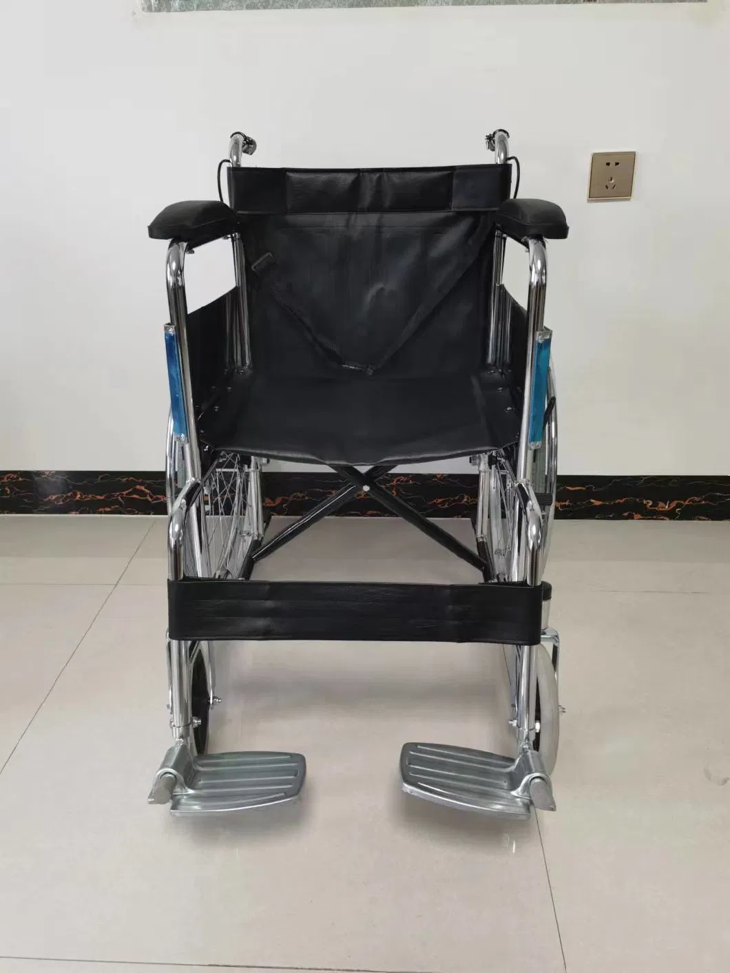 Disabled Elderly Manual Push Wheelchair Folding Convenient Electroplating Folding Wheelchair